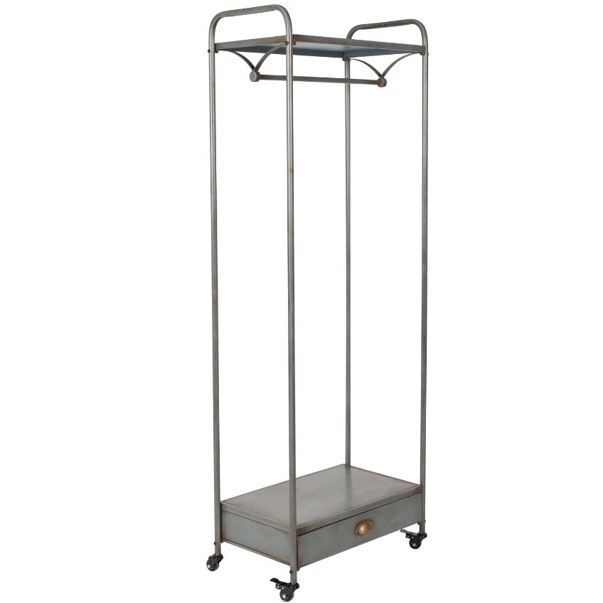 White Label Šedý kovový vintage věšák WLL Bravo  - Výška171 cm- Šířka 61 cm