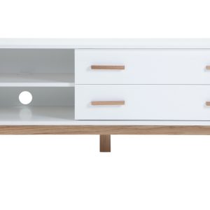 Bílý TV stolek Woodman Kensal s dubovou podnoží 130x45 cm  - Výška50 cm- Šířka 130 cm