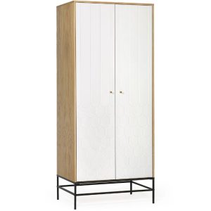 Bílá dubová skříň Woodman Lia s kovovou podnoží 80 x 55 cm - Výška190 cm- Šířka 80 cm