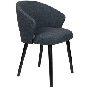 Tmavě modrá látková jídelní židle DUTCHBONE Waldo - Výška80 cm- Šířka 59 cm