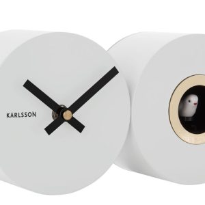 Present time Matně bílé nástěnné hodiny Burung - Výška13 cm- Šířka 26 cm