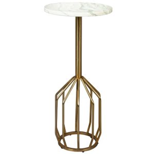 Bílý mramorový odkládací stolek DUTCHBONE SALERNO M 25 cm - Výška56 cm- Průměr 25 cm