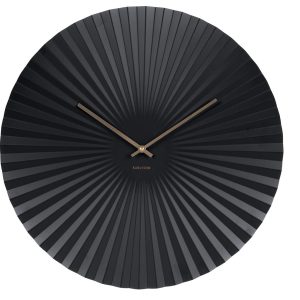 Present time Černé kulaté nástěnné hodiny Trivet 50 cm - Průměr50 cm- Napájení 1x AA baterie