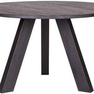 WOOOD Černý dubový kulatý jídelní stůl Regie 129 cm  - Výška77 cm- Průměr 129 cm