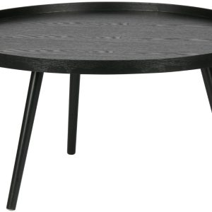 WOOOD Černý borovicový konferenční stolek Mireli 78 cm  - Výška39 cm- Průměr 78 cm