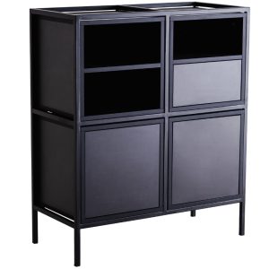 Nordic Design Černá vysoká komoda Skipo 88 x 40 cm  - Výška102 cm- Šířka 88 cm