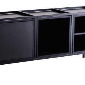 Nordic Design Černá nízká komoda Skipo 145 x 40 cm  - Výška88 cm- Šířka 145 cm