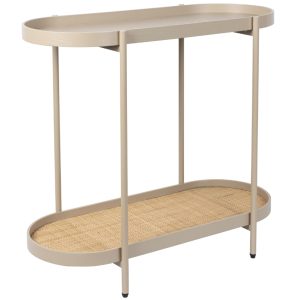 White Label Béžový dřevěný toaletní stolek s ratanovou výplní WLL AMAYA 85 x 39 cm  - Výška76 cm- Šířka 85 cm