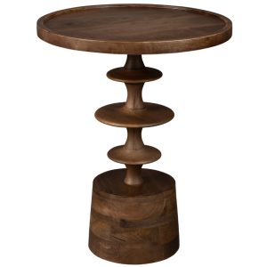 Hnědý mangový odkládací stolek DUTCHBONE CATH 46 cm - Výška58 cm- Průměr 46 cm