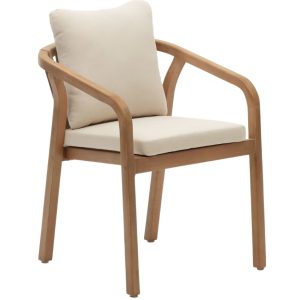 Dřevěná zahradní židle Kave Home Malaret s béžovými polštáři  - Výška75 cm- Šířka 58 cm
