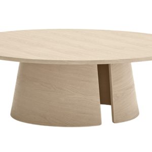 Bělený dřevěný konferenční stolek Teulat Cep 110 cm - Výška36 cm- Průměr 110 cm