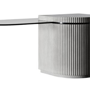 Šedý betonový konferenční stolek Lyon Béton Strut 120 x 60 cm se skleněnou deskou  - Výška45 cm- Šířka 120 cm