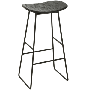 Černá dřevěná barová židle J-line Tekke 74 cm  - Výška74 cm- Šířka 40 cm