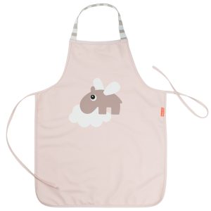 Růžová dětská zástěra Done by Deer Happy clouds  - Výška48 cm- Šířka 38 cm