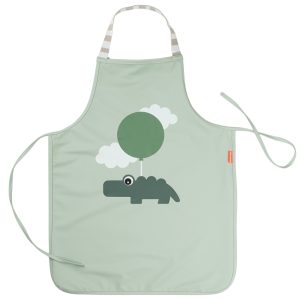 Zelená dětská zástěra Done by Deer Happy clouds - Výška48 cm- Šířka 38 cm