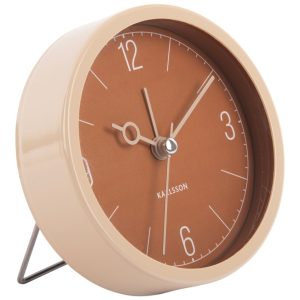 Present time Hnědý kovový budík Lentil  - Průměr9