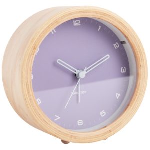 Present time Fialový dřevěný budík Mitis  - Průměr11