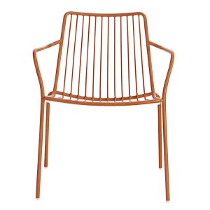 Pedrali Terakotově červené kovové zahradní křeslo Nolita 3659 s područkami  - Výška72 cm- Šířka 58