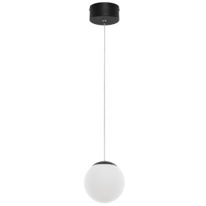 Opálově bílé skleněné závěsné LED světlo Nova Luce Nuvole 13 cm  - Výška150 cm- Průměr 13 cm