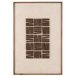 Bílo-hnědý abstraktní obraz J-line Carvan 122 x 82 cm  - Výška122 cm- Šířka 82 cm