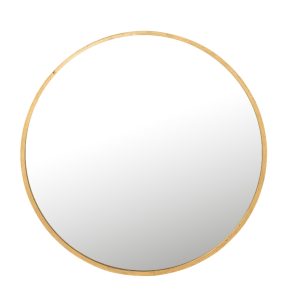 Zlaté kovové závěsné zrcadlo J-line Moga 80 cm - Průměr80 cm- Hloubka 2 cm