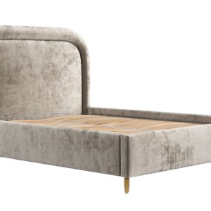 Maison de Rêve Béžová čalouněná dvoulůžková postel MIJA 180 x 200 cm s úložným prostorem  - Výška45 cm- Celková šířka 201 cm