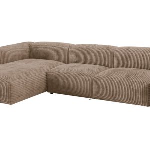 Micadoni Tmavě béžová manšestrová rohová pohovka Martina 330 cm